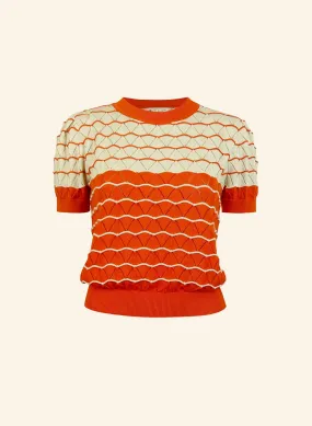 Eve Knitted Cotton Top - Red Shell