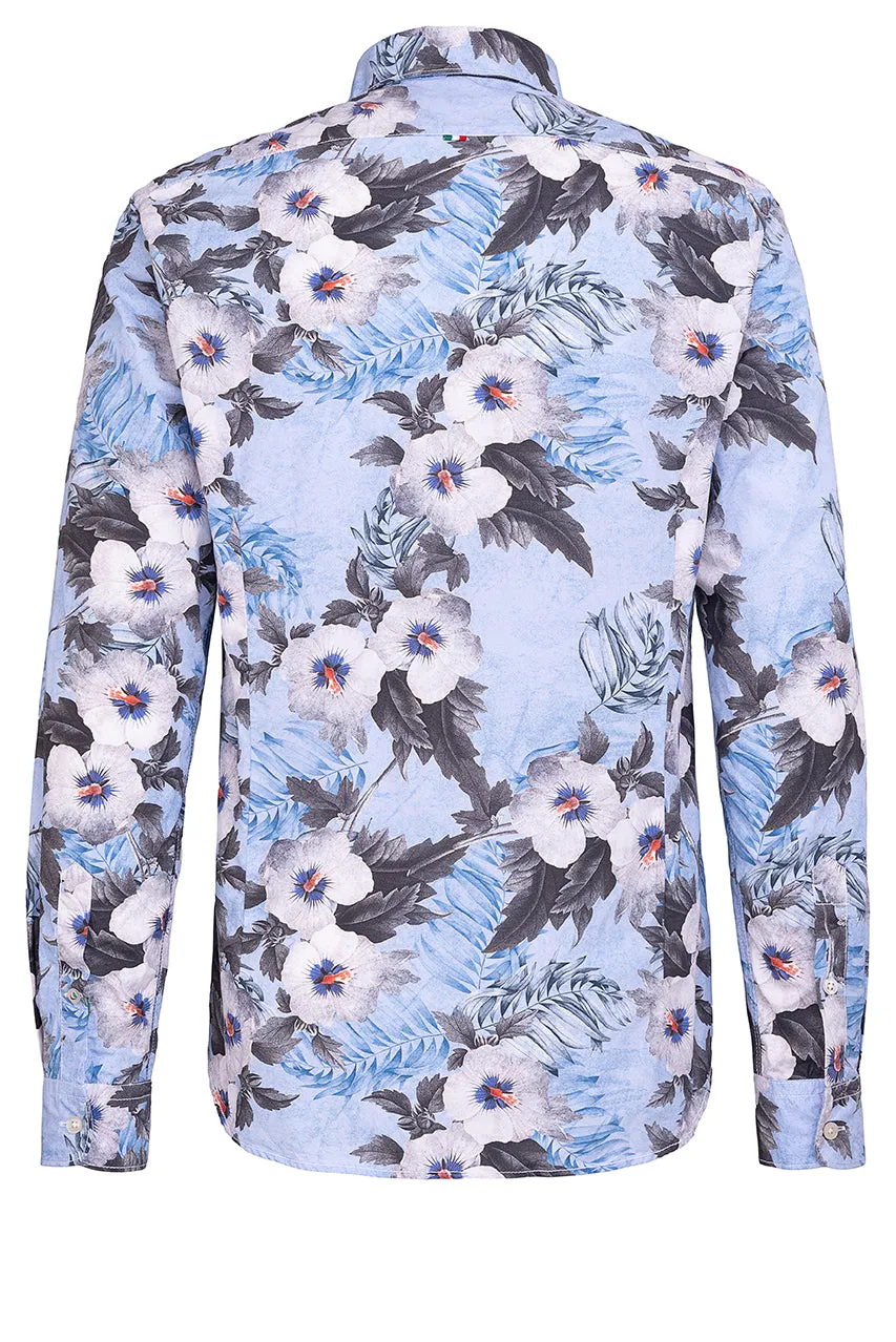 Fil Noir - Treviso Shirt - Blue/Grey Floral