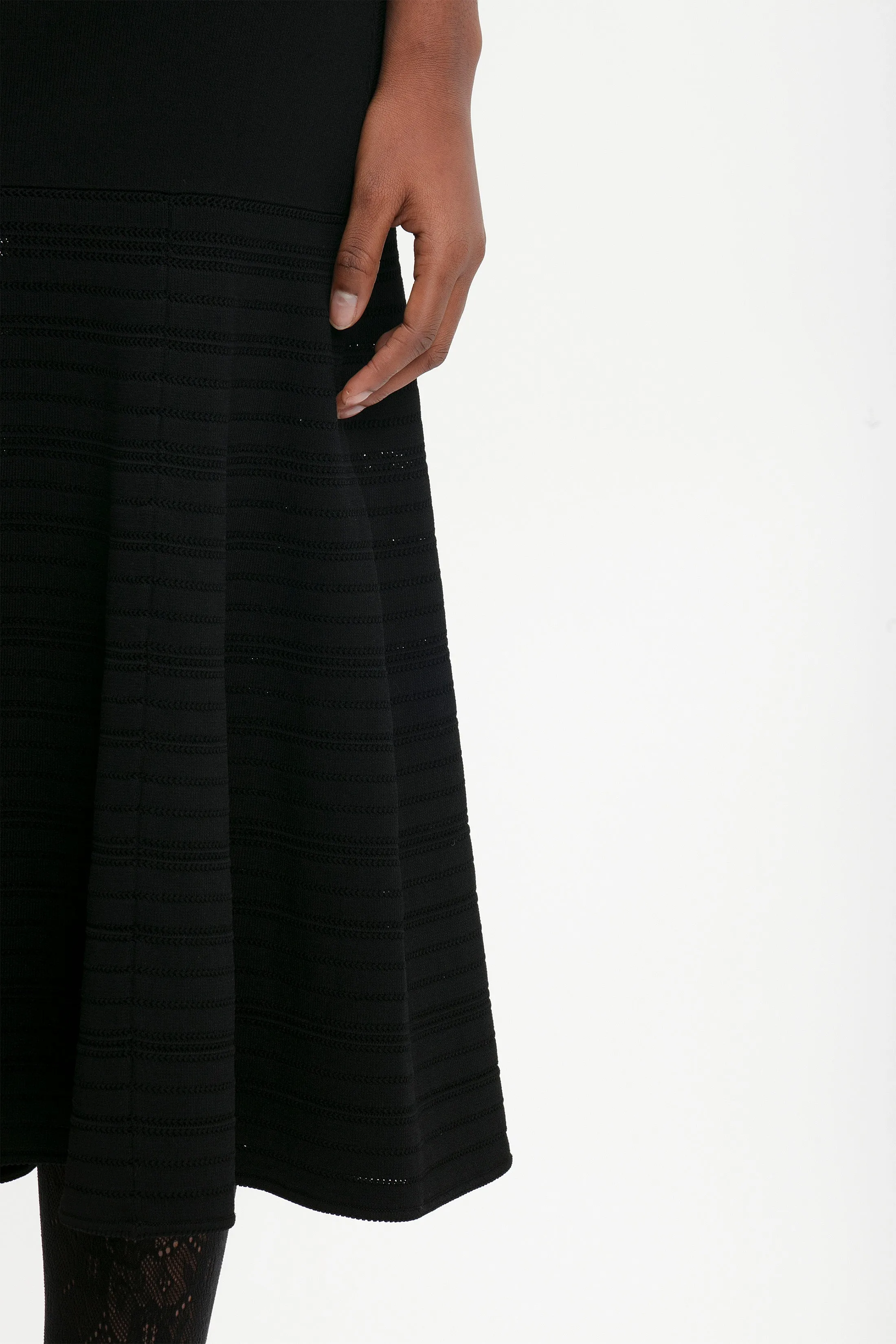 Fit And Flare Midi Skirt In Black