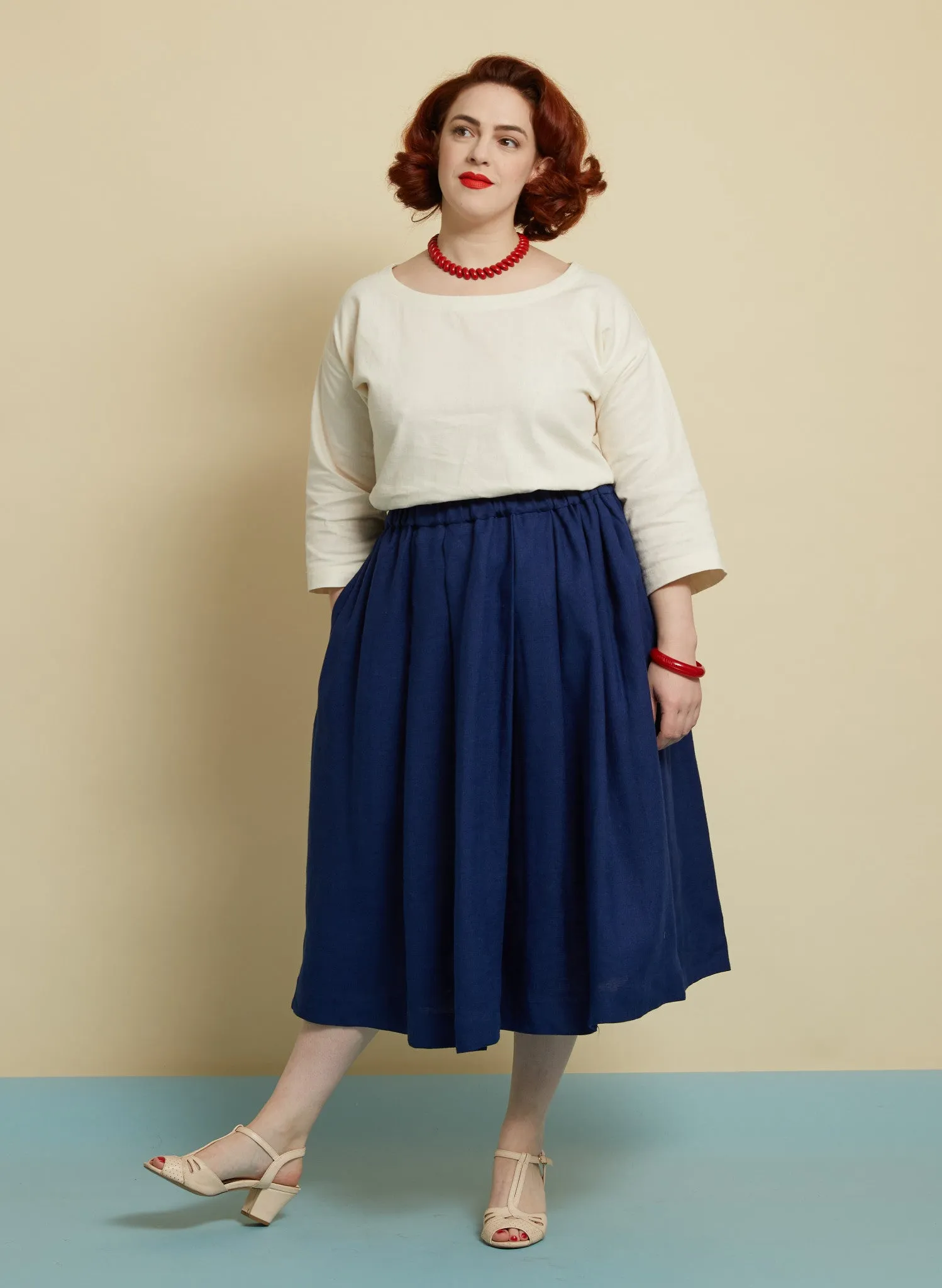 Florence Skirt - Navy Linen