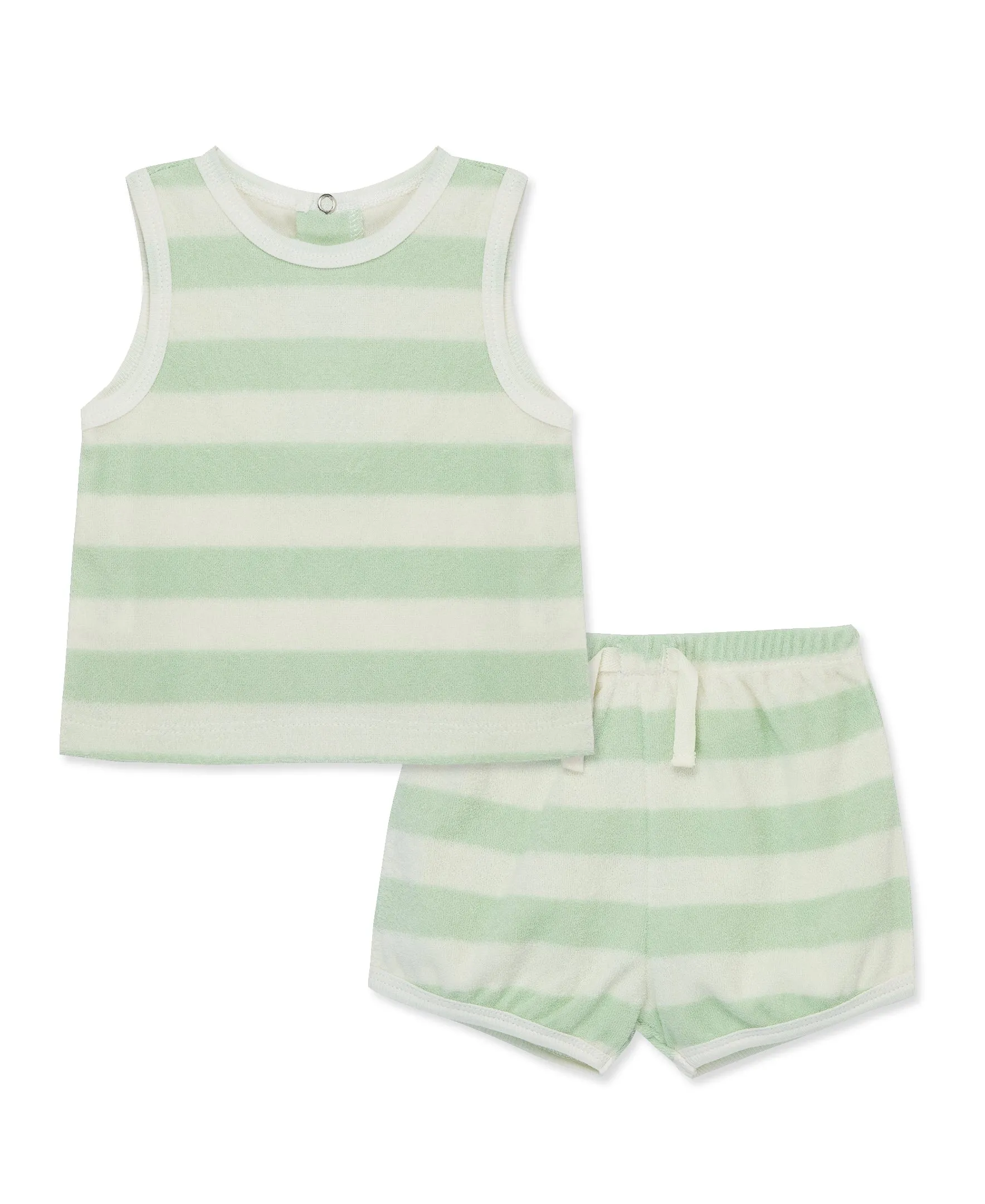 Focus Kids Celadon Stripe Terry Short Set (3M-12M)