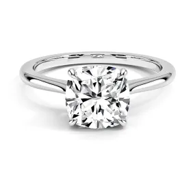 Four Prong Solitaire Cushion Cut Engagement Ring