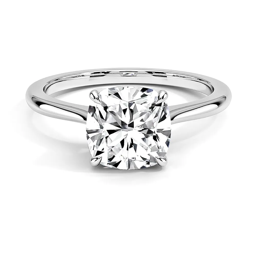 Four Prong Solitaire Cushion Cut Engagement Ring