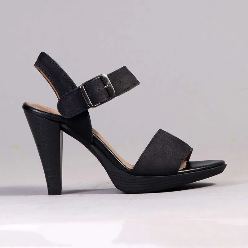 Froggie Mia Leather Ankle Strap Heel - Black