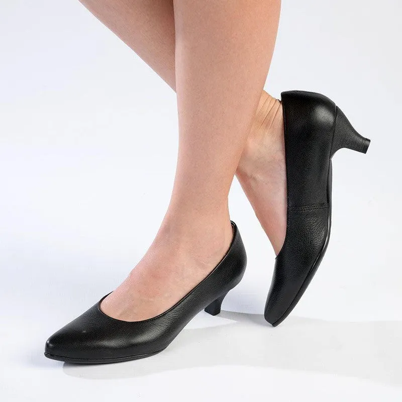 Froggie Spring Leather Penny Court  Heel - Black