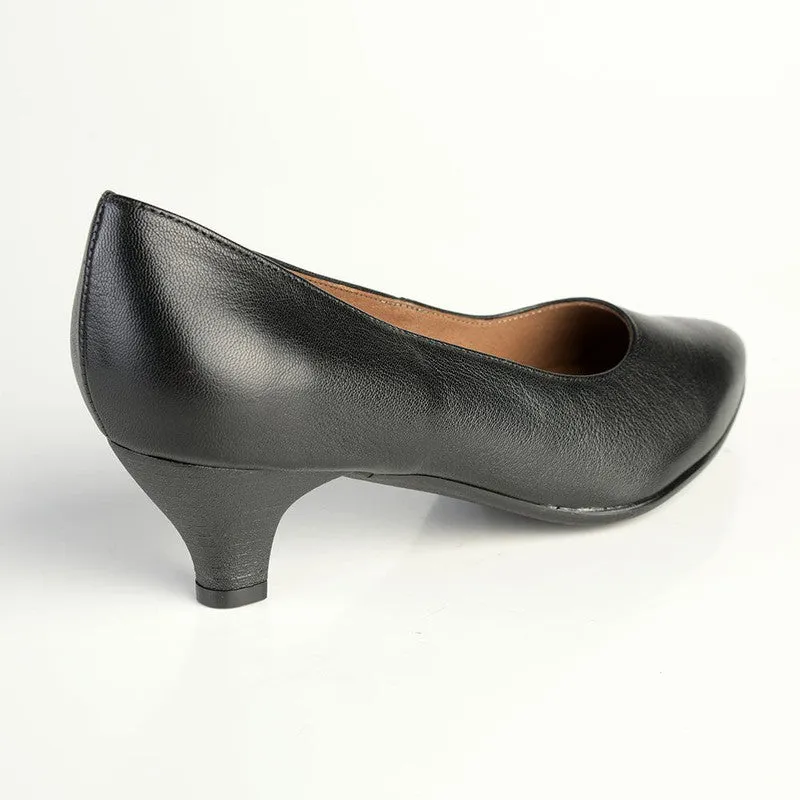 Froggie Spring Leather Penny Court  Heel - Black