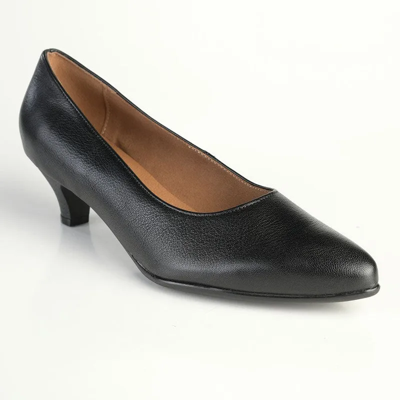 Froggie Spring Leather Penny Court  Heel - Black