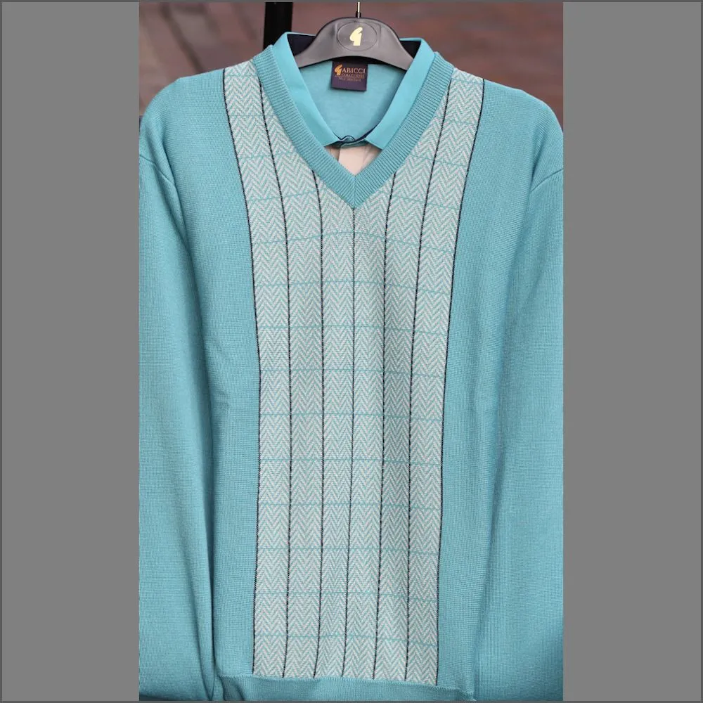 Gabicci M08 Duck Egg Pattern V Neck<>