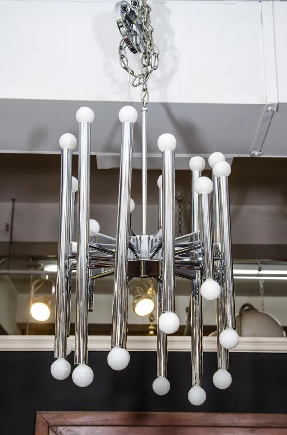 Gaetano Schiolari Italian Modern Chandelier in Chrome