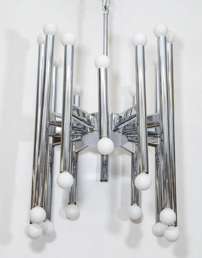 Gaetano Schiolari Italian Modern Chandelier in Chrome