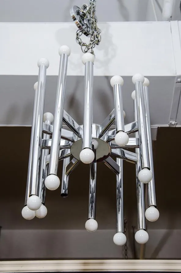 Gaetano Schiolari Italian Modern Chandelier in Chrome