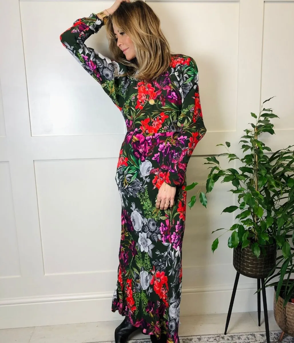 Garden Floral Batwing Midi Dress