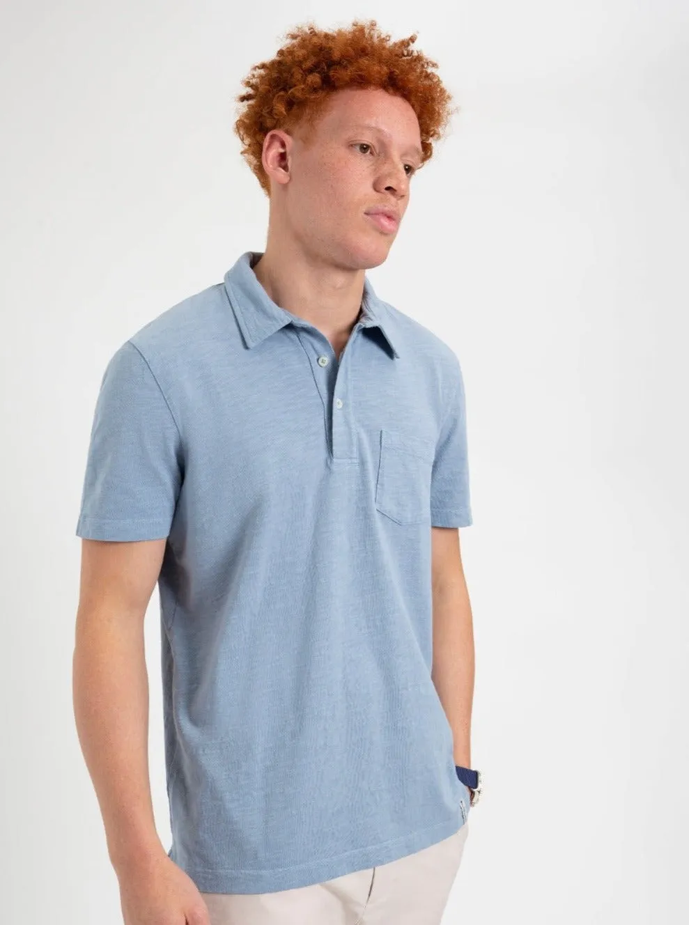 Garment Dye Beatnik Polo - Pale Blue