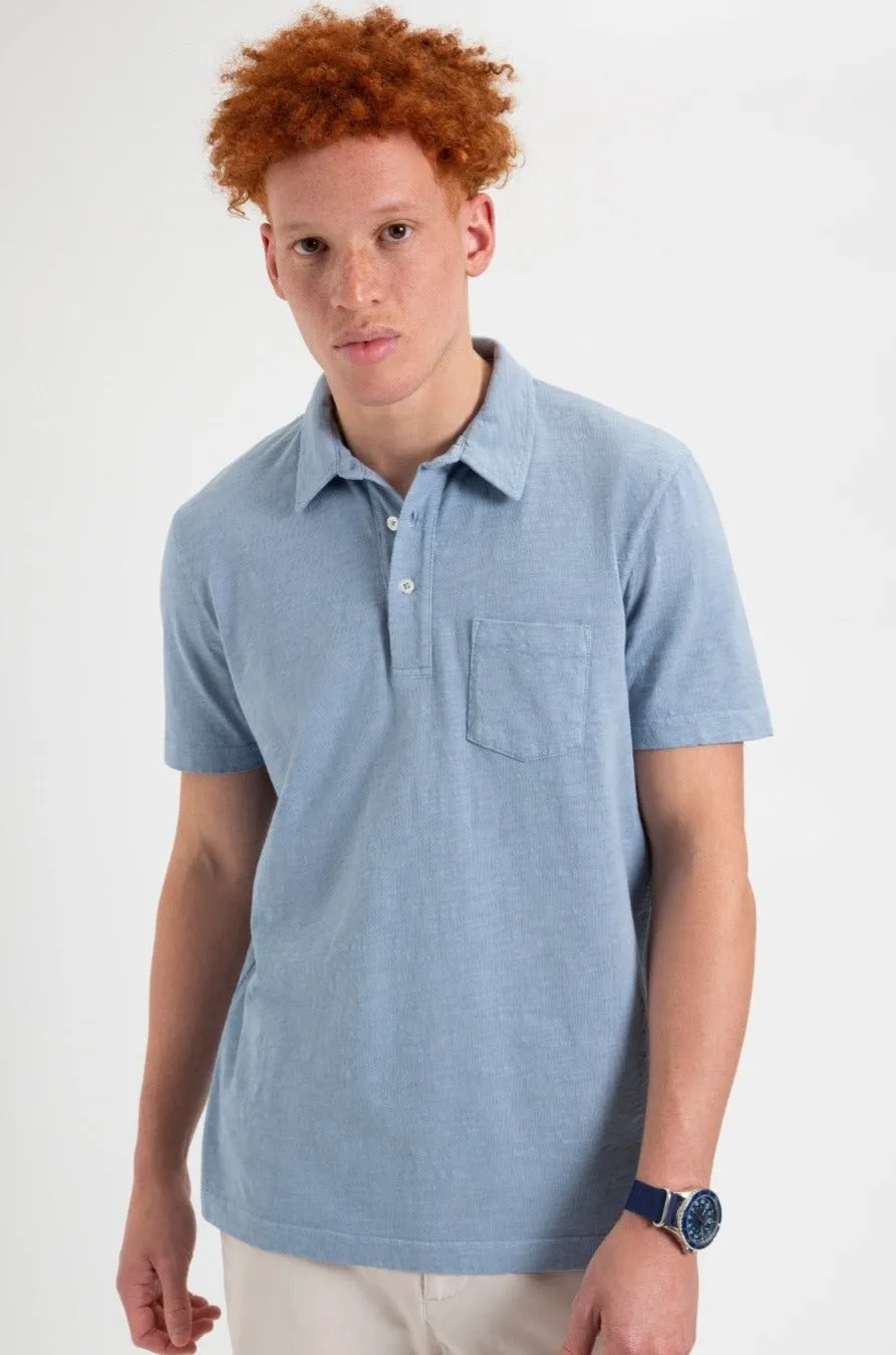 Garment Dye Beatnik Polo - Pale Blue