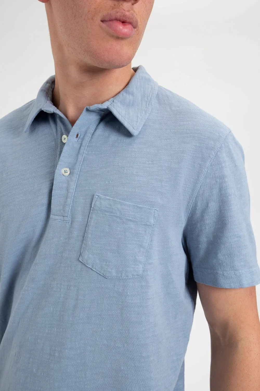 Garment Dye Beatnik Polo - Pale Blue