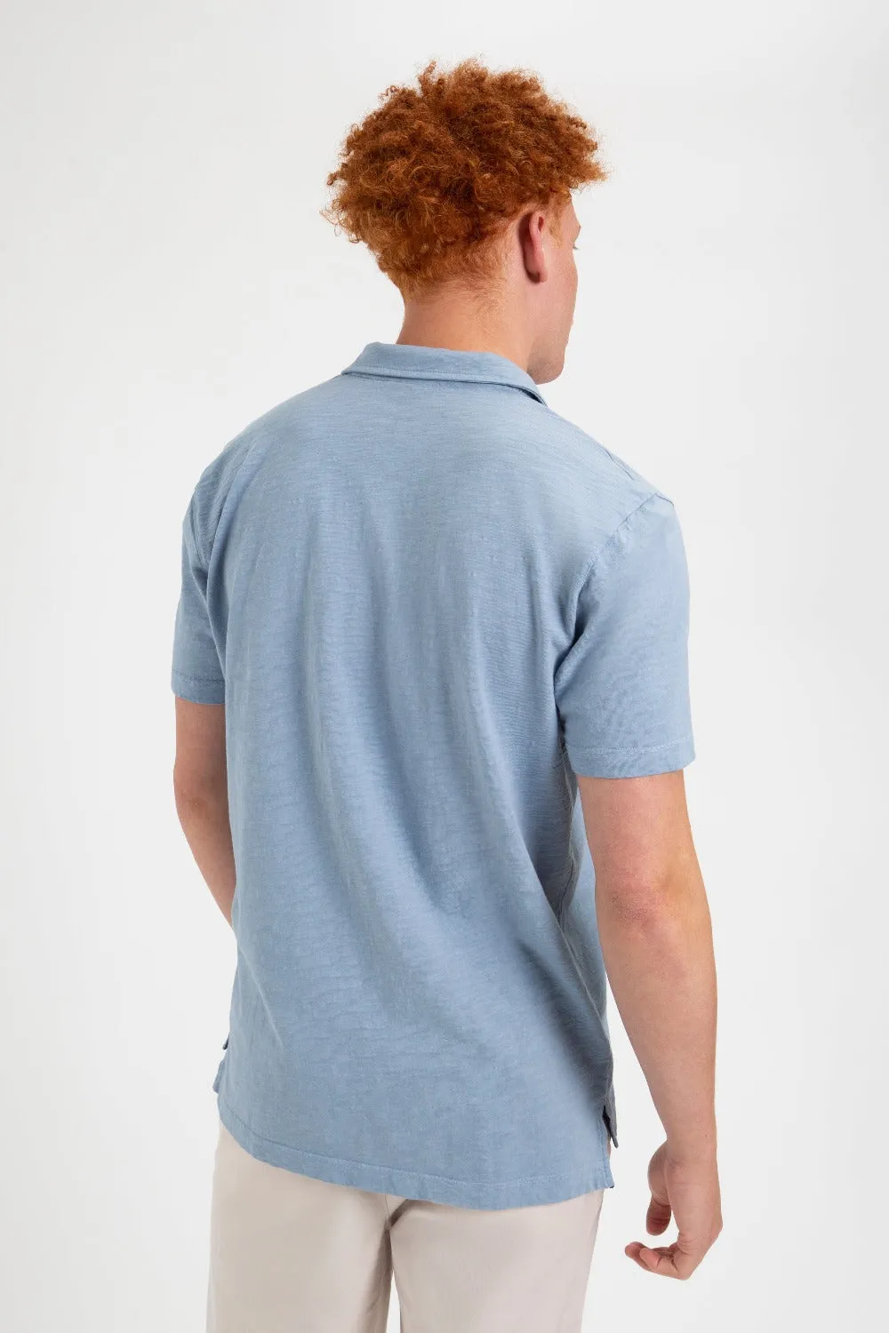 Garment Dye Beatnik Polo - Pale Blue