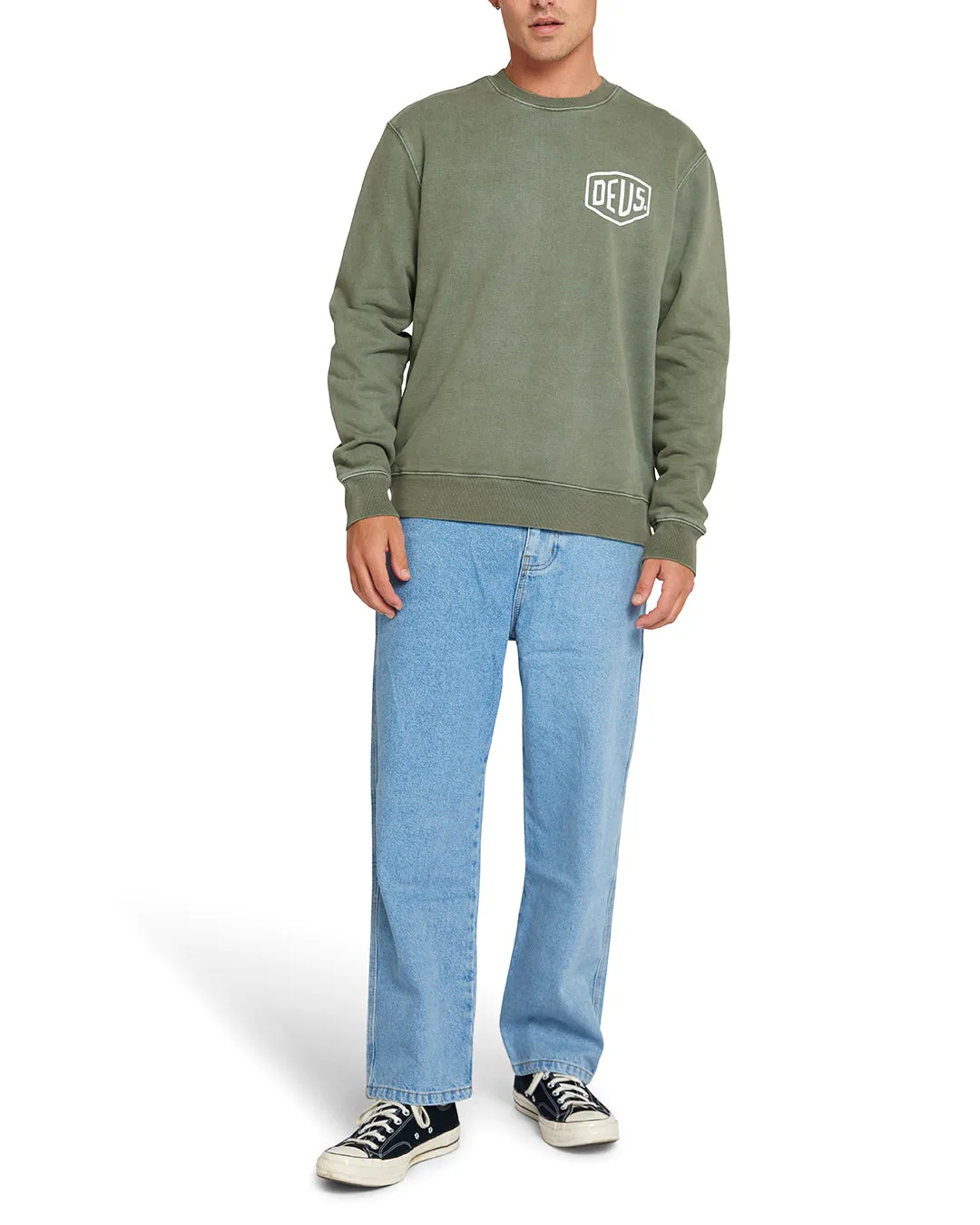 Garment Dyed Shield Crew - Lichen Green