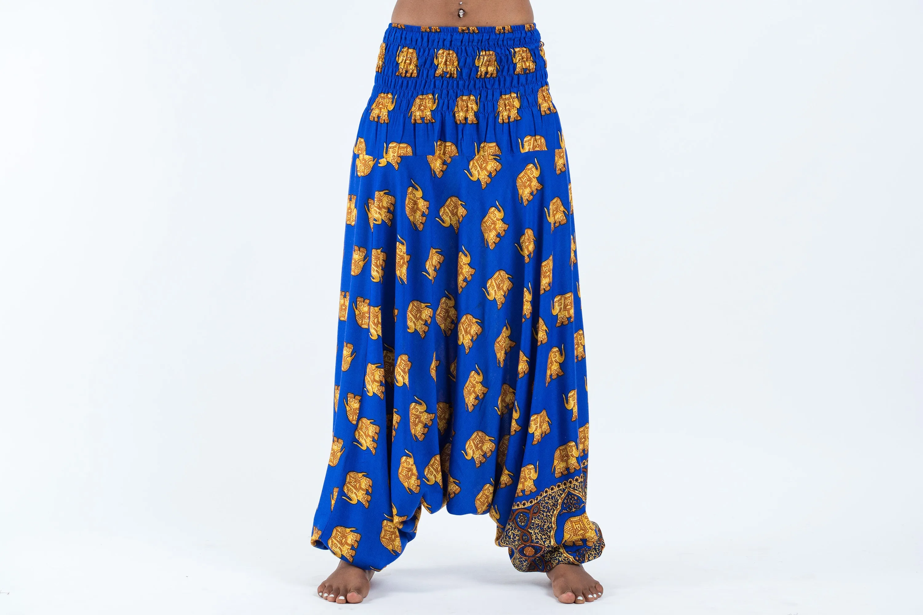 Golden Elephant 2-in-1 Jumpsuit Elephant Pants in Blue