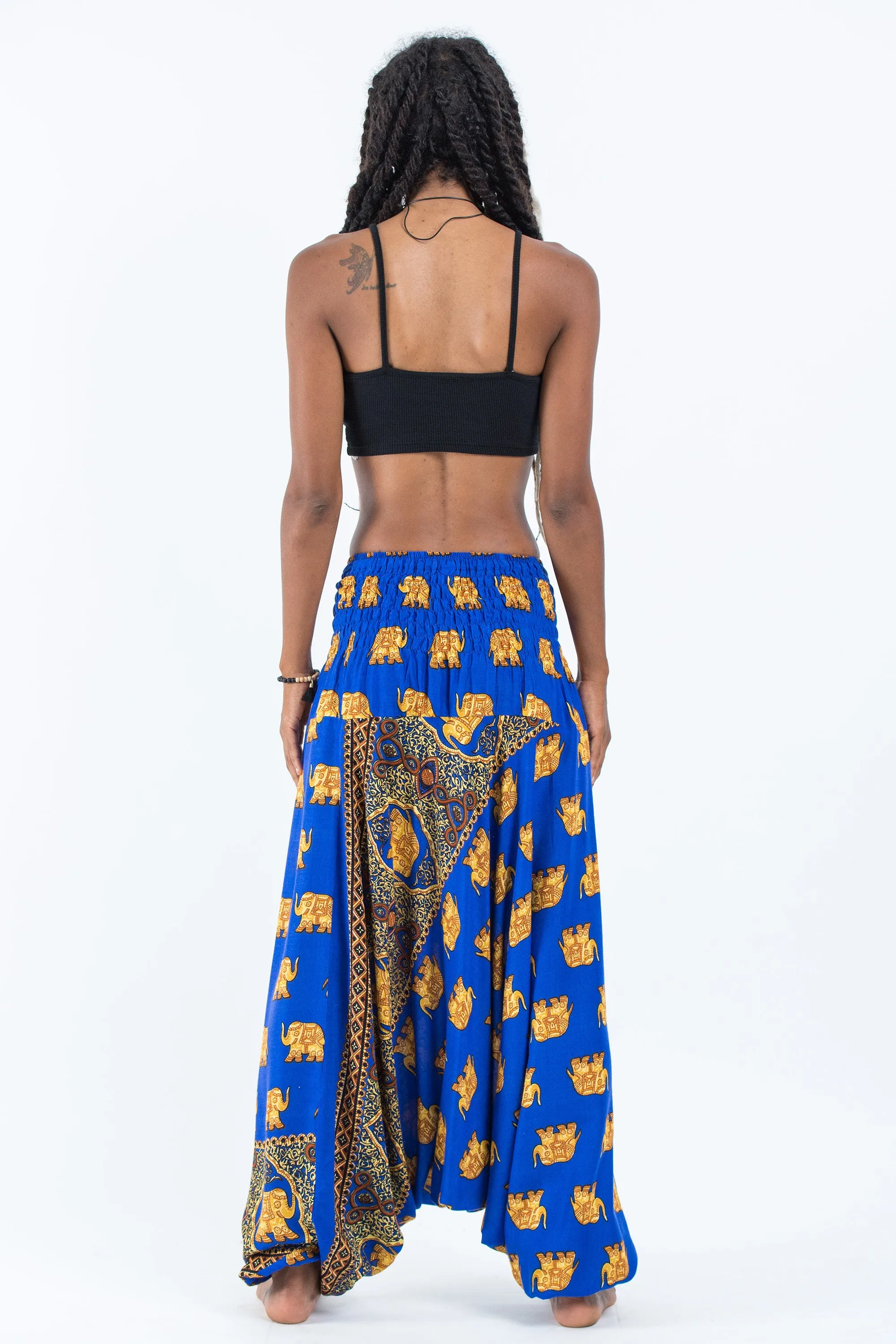 Golden Elephant 2-in-1 Jumpsuit Elephant Pants in Blue