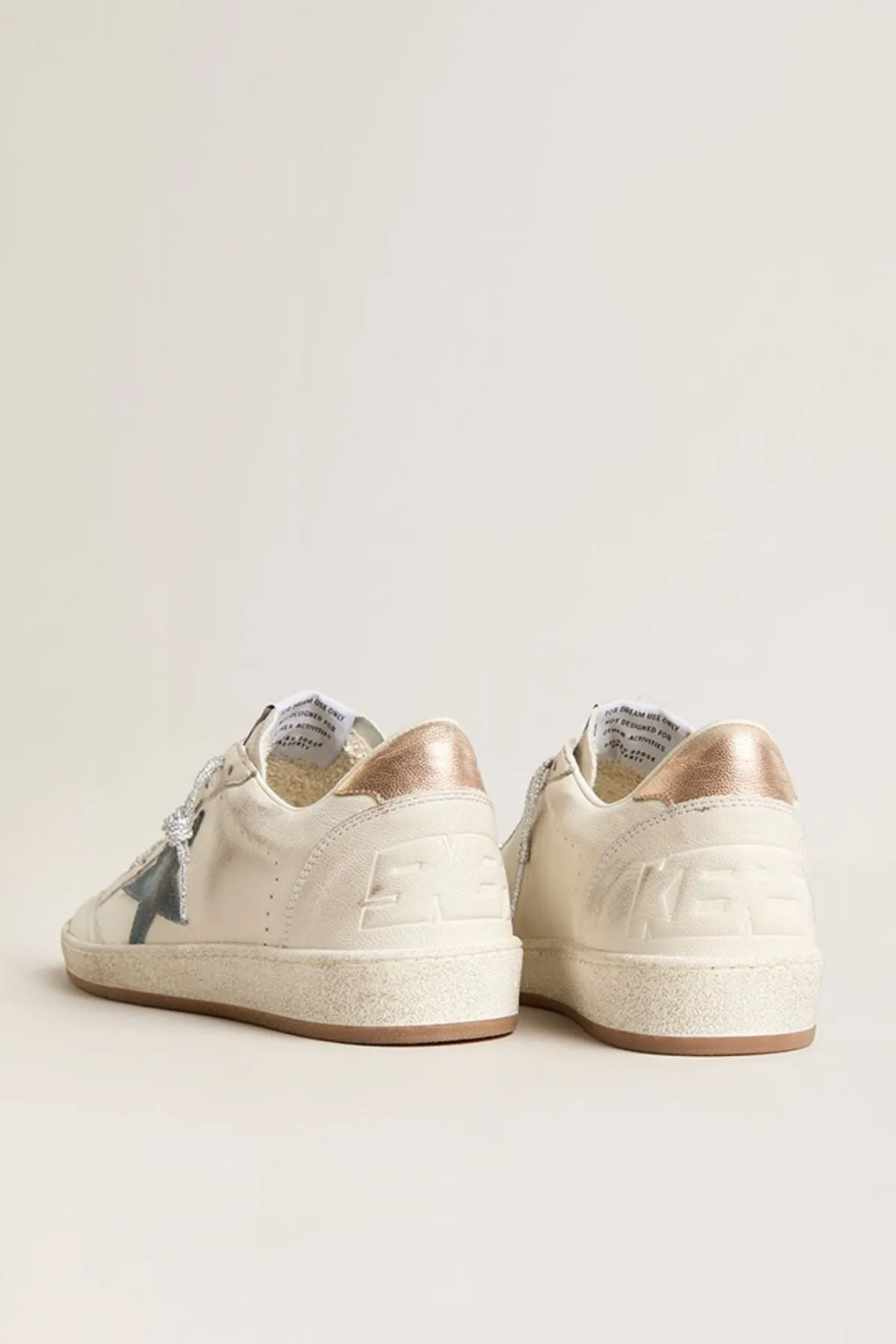 Golden Goose Ball Star Sneaker - White/ Smoke Blue/ Peach