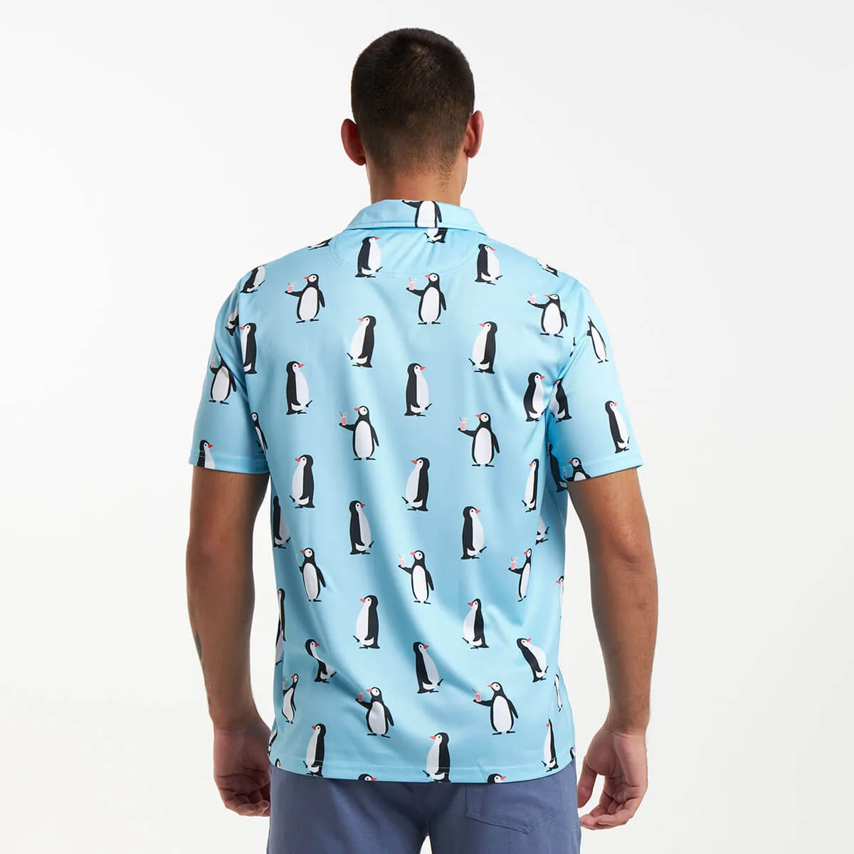 Golf Shirt - Penguins | Baby Blue