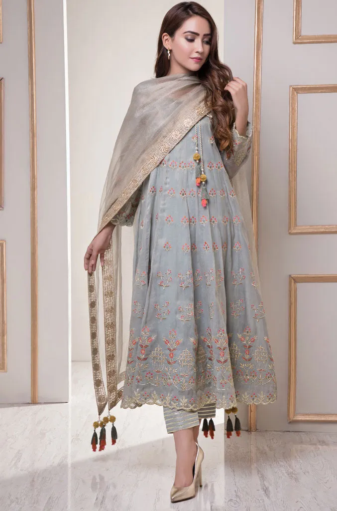 Gotta Zari Embroidered Mysore Angarkha Style 3pc Suit | SHAHIZAIB Vol 2 | S745