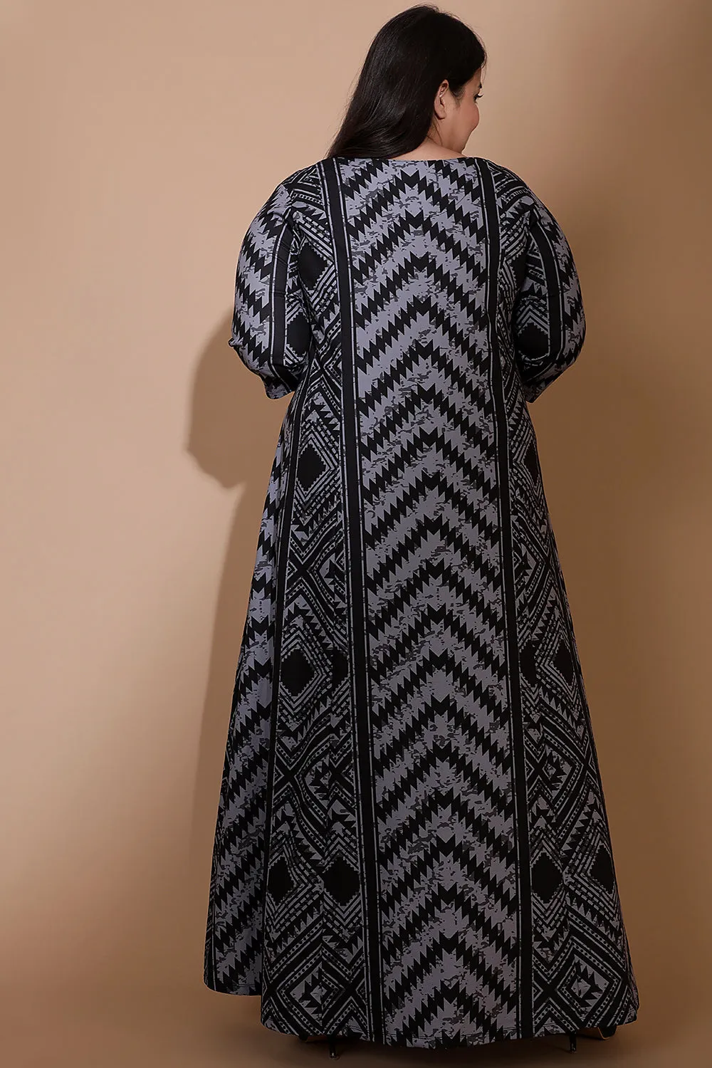 Grey Boho Art Maxi Dress