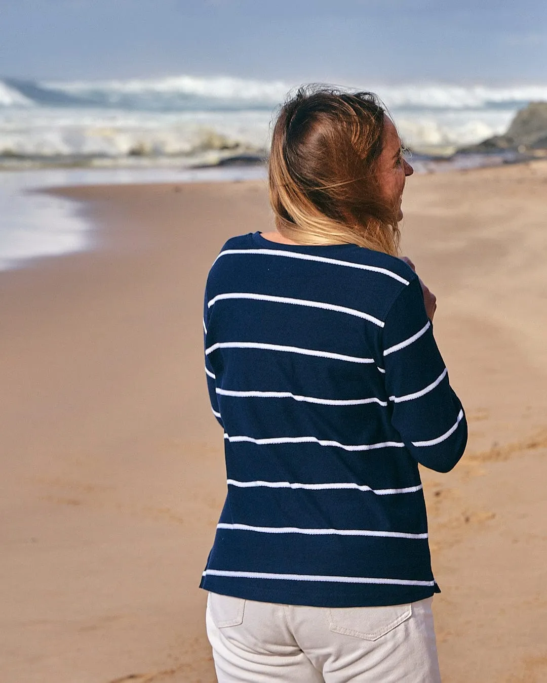 Hartland - Womens Striped Long Sleeve T-Shirt - Blue