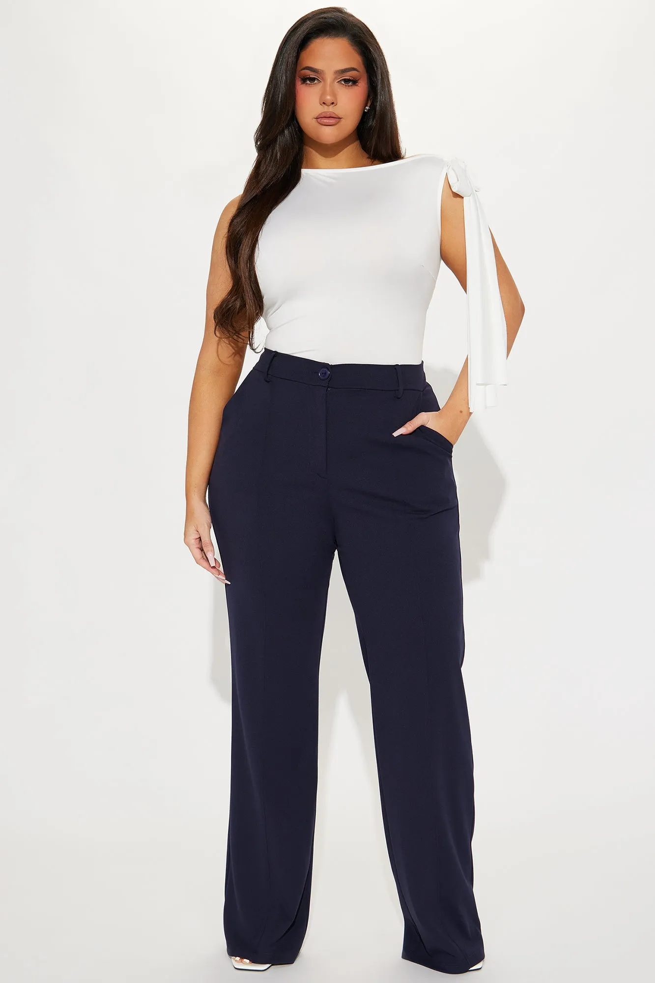 Heidi Wide Leg Trouser Pant - Navy