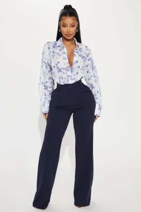 Heidi Wide Leg Trouser Pant - Navy