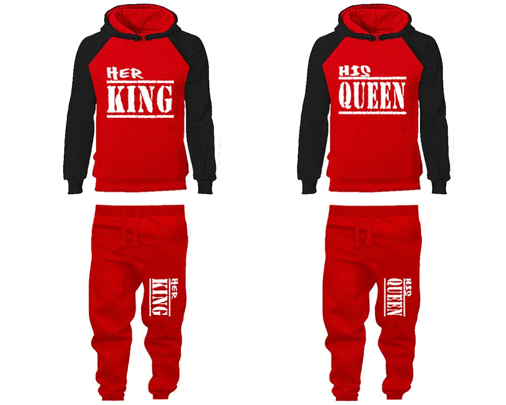 Her King His Queen Couple Matching Hoodies and Jogger Pants Top Bottom Matching Set