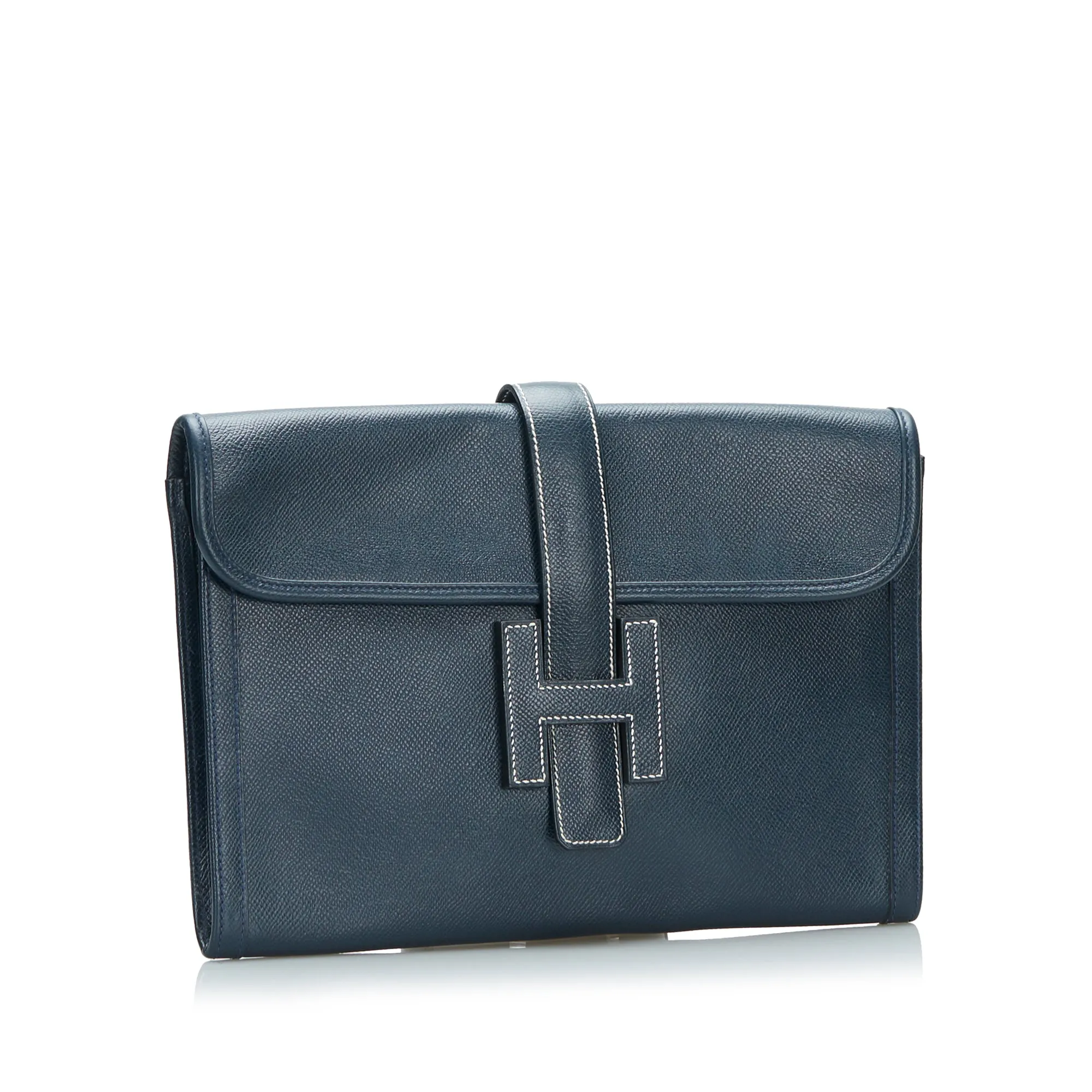 Hermès Jige PM Clutch Blue Leather