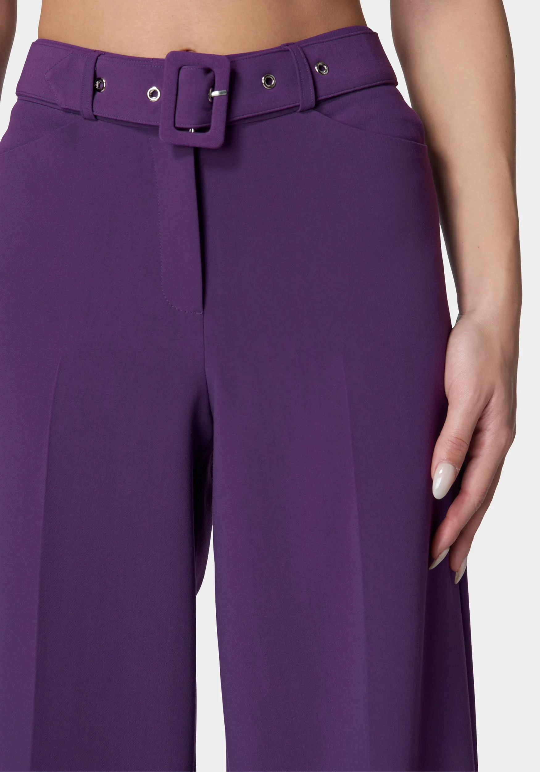 High Waist Belted Wide Leg Pant