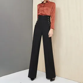 High Waist Pull-On Wide Leg Pants