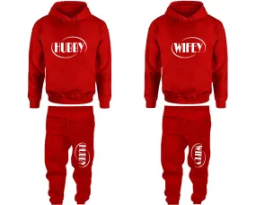 Hubby Wifey Couple Matching Top Bottom Set Pullover Hoodies and Jogger Pants