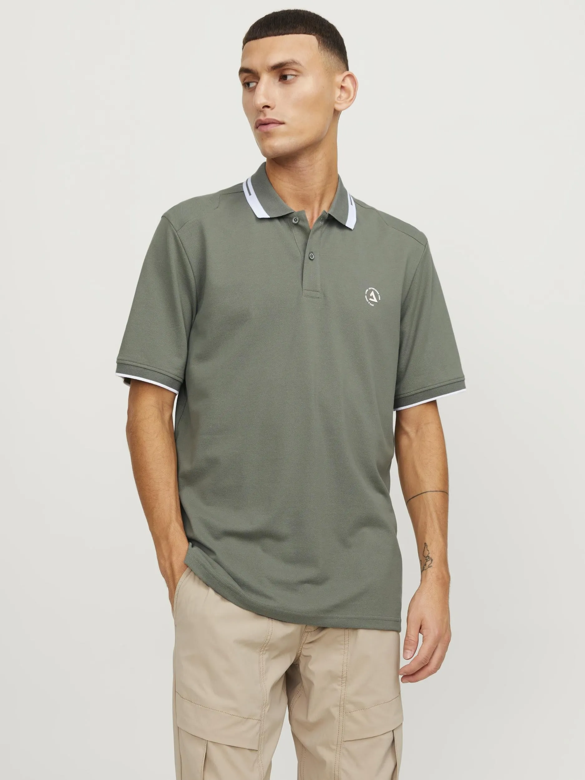 Jack & Jones Hass Logo Short Sleeve Polo-AGAVE