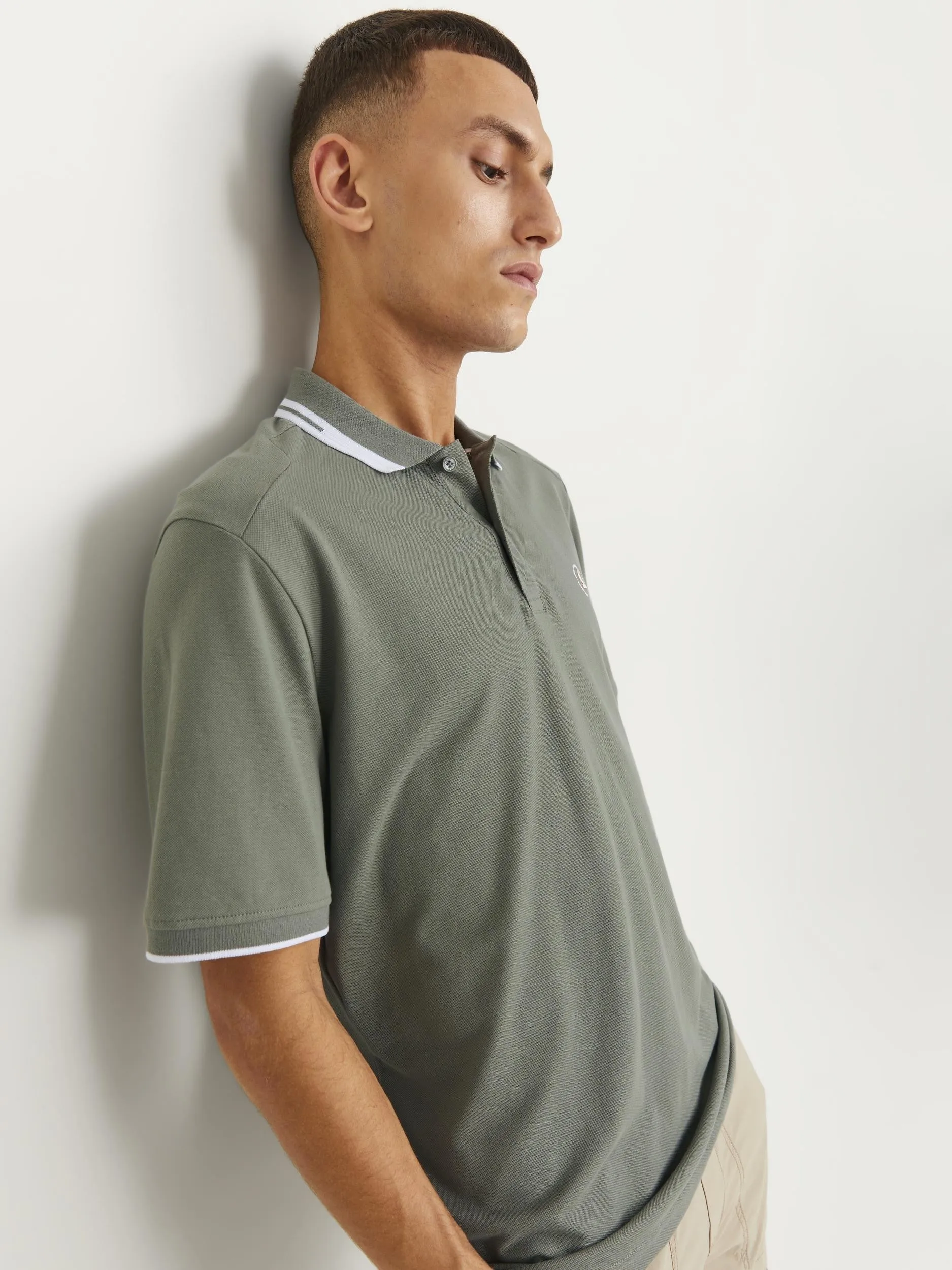 Jack & Jones Hass Logo Short Sleeve Polo-AGAVE