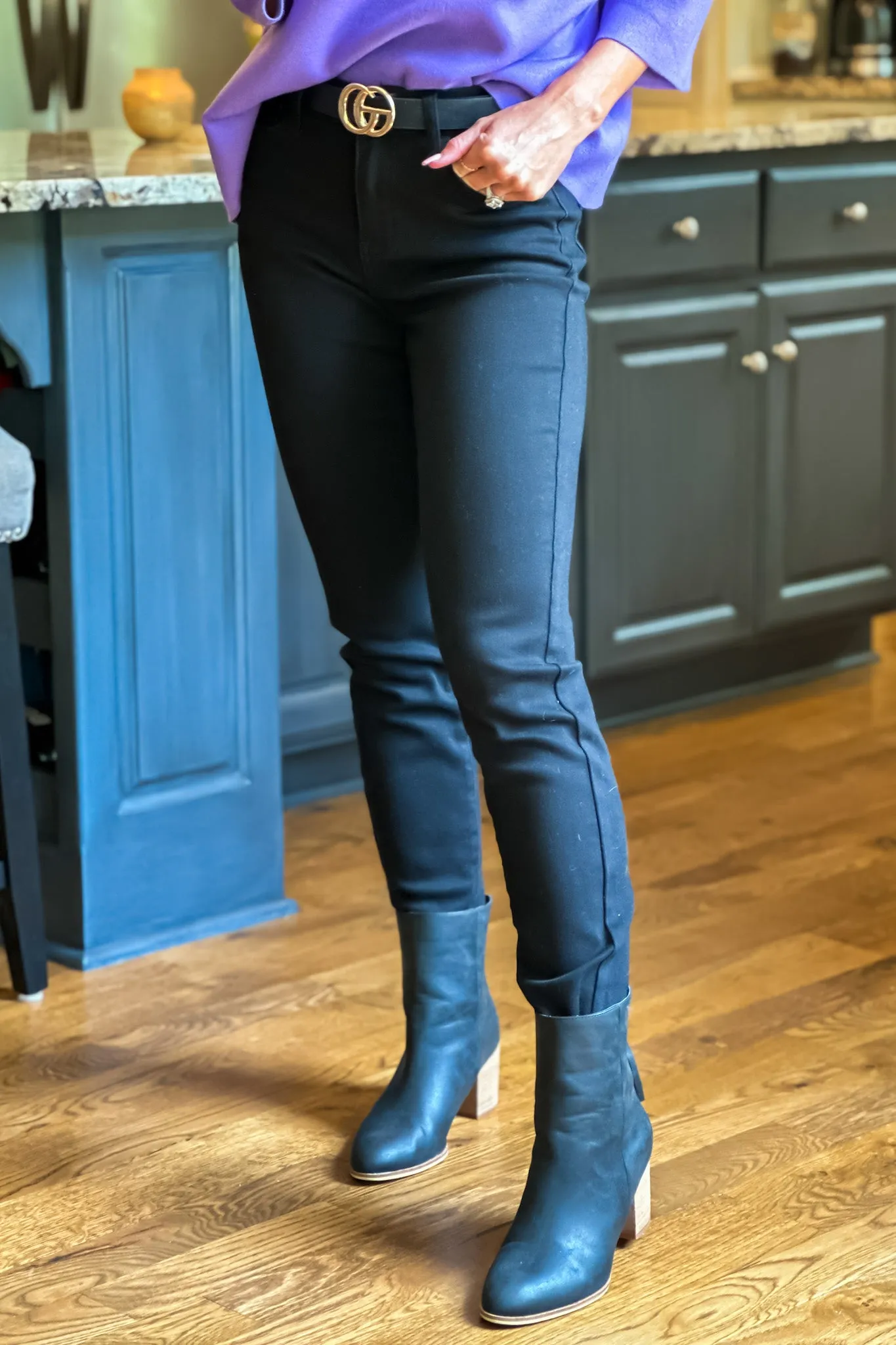 Judy Blue Stormy Mid Rise Slim Fit Jeans : Black