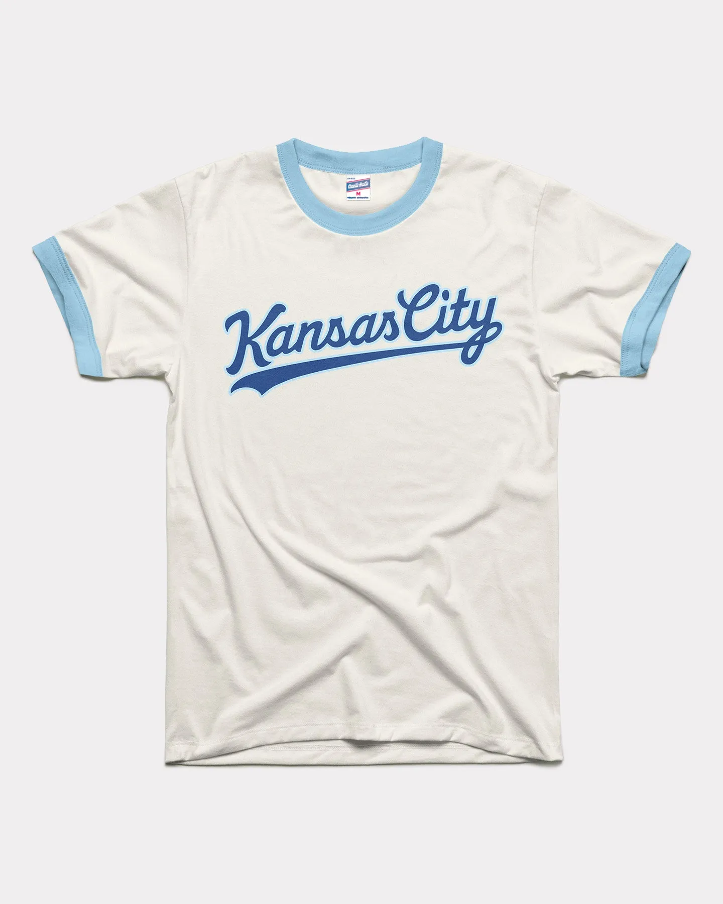 Kansas City Script White & Powder Unisex Ringer