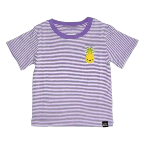 Kawaii Pineapple Striped T-Shirt - Purple