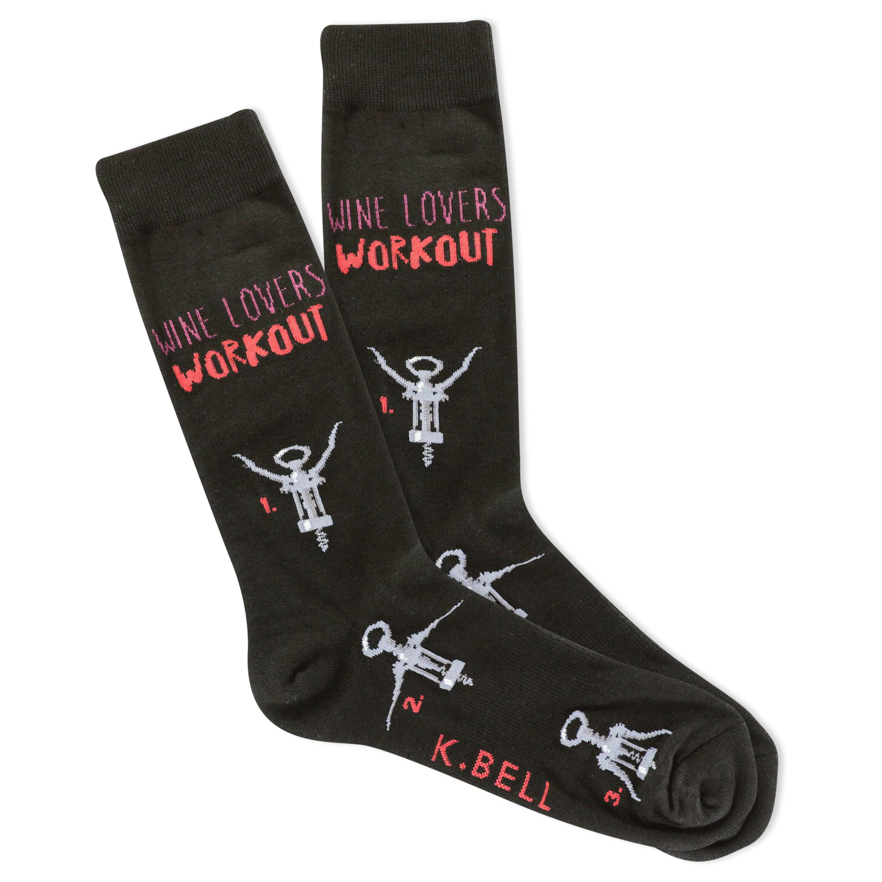 K.Bell Men's Wine Lovers Workout Crew Socks