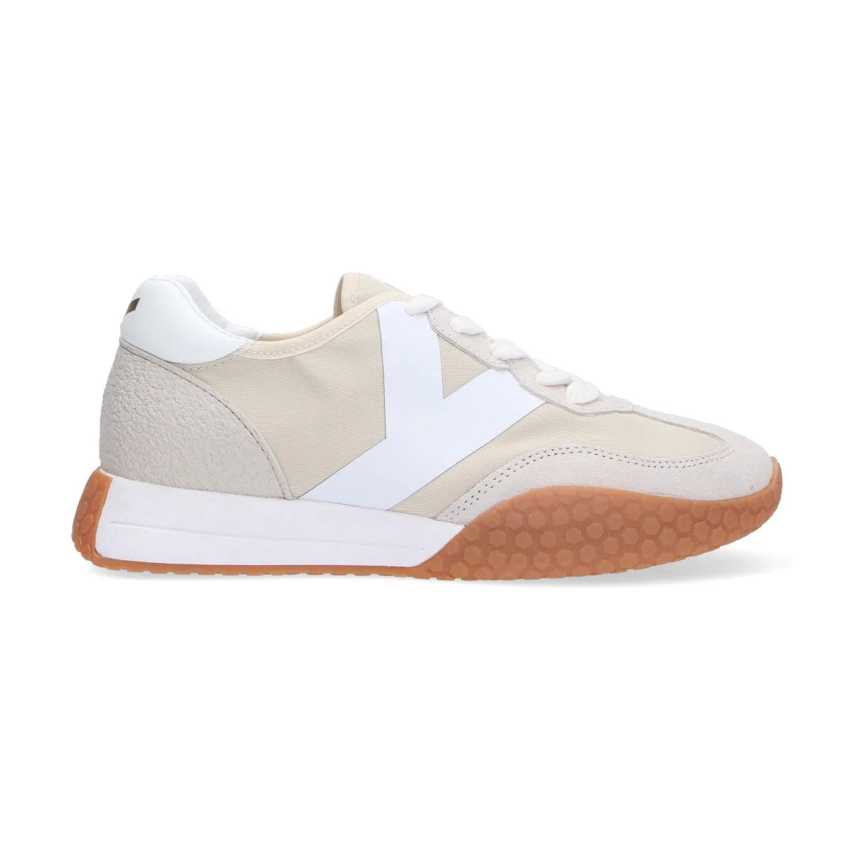 Keh-noo sneaker camoscio nylon beige bianco