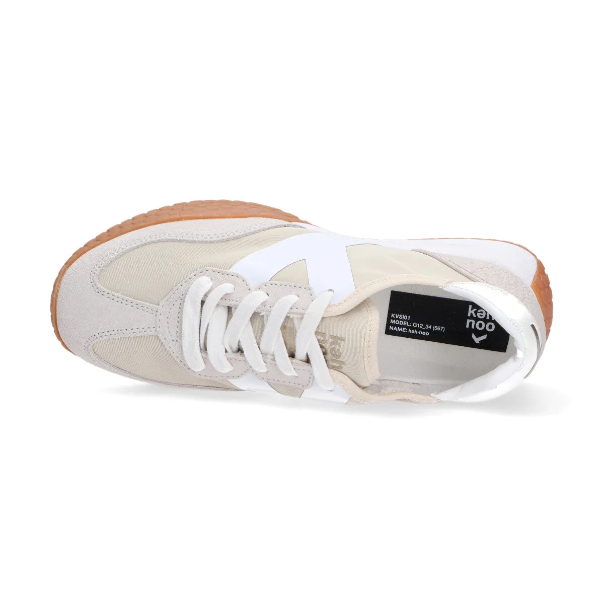 Keh-noo sneaker camoscio nylon beige bianco