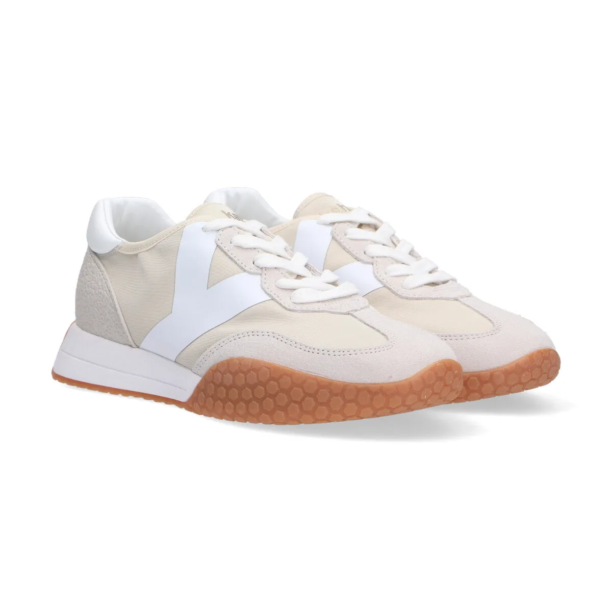 Keh-noo sneaker camoscio nylon beige bianco