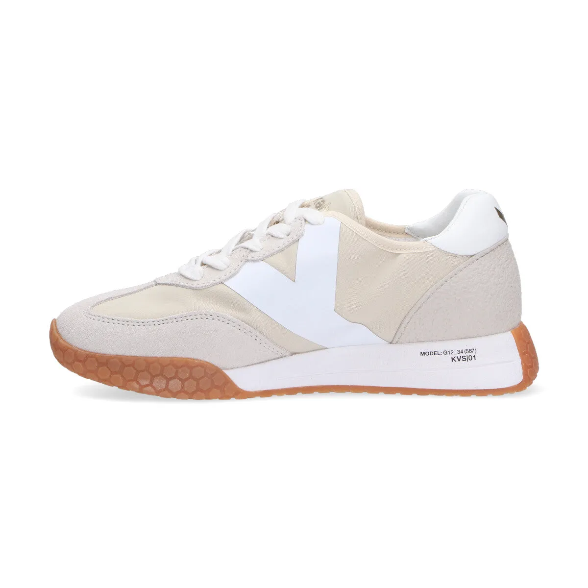 Keh-noo sneaker camoscio nylon beige bianco