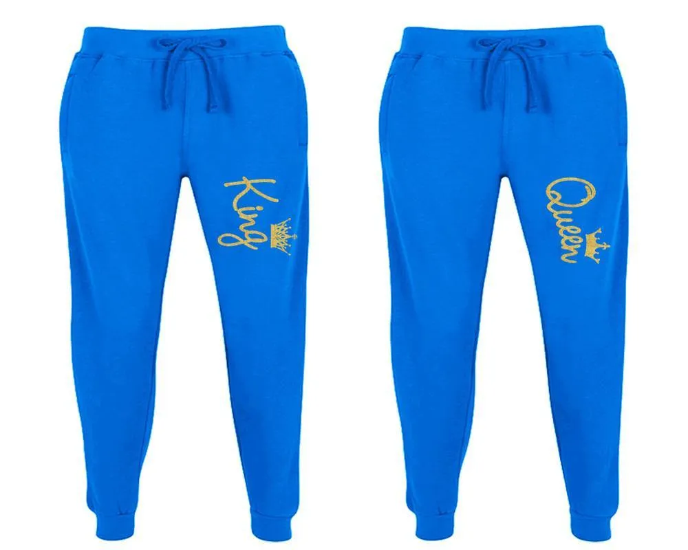 King Queen Couple Matching Jogger Pants,  Couple Designed Sweatpants