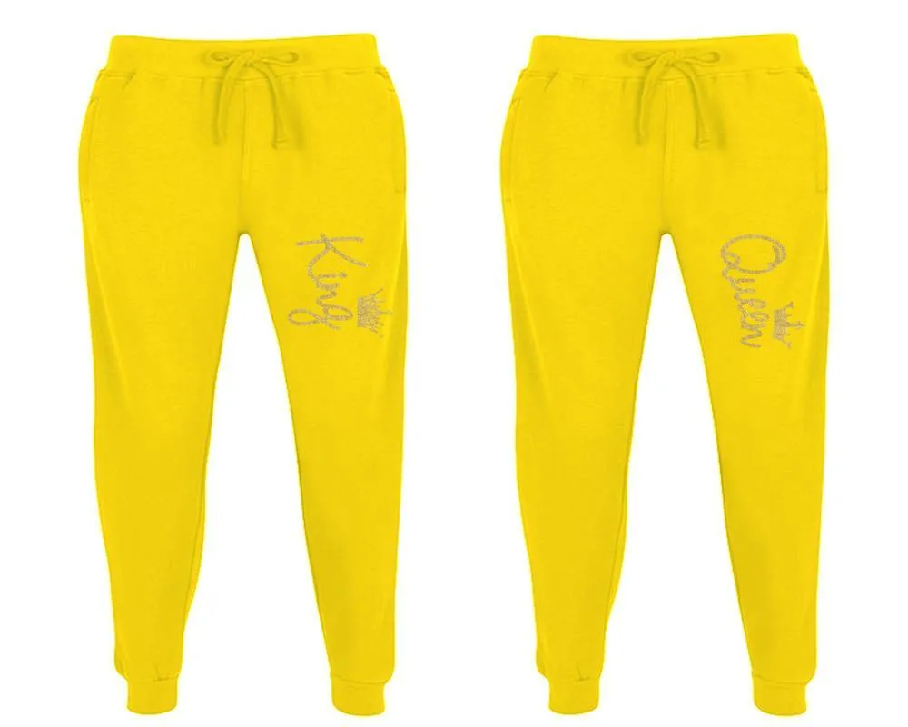 King Queen Couple Matching Jogger Pants,  Couple Designed Sweatpants