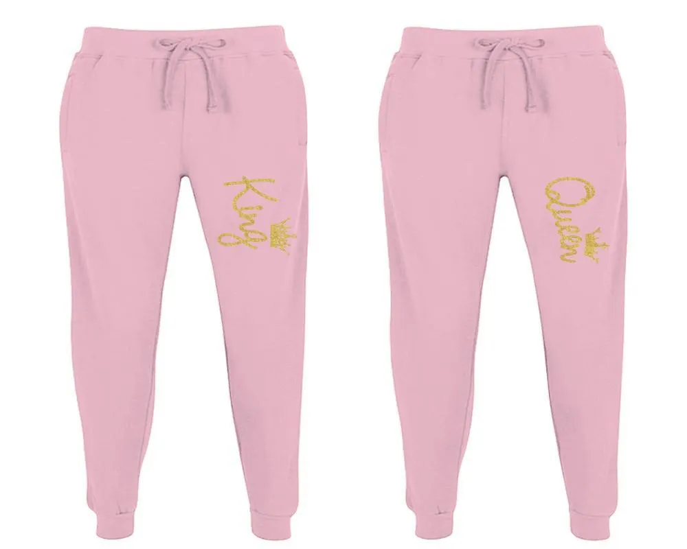 King Queen Couple Matching Jogger Pants,  Couple Designed Sweatpants