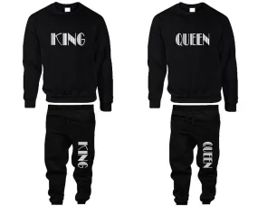 King Queen Couple Matching Top Bottom Set Sweaters and Jogger Pants