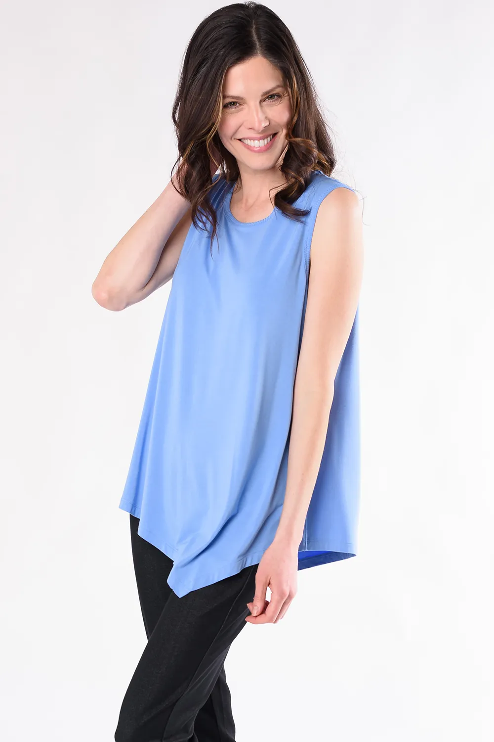 Kyra Asymmetric Bamboo Top - Periwinkle Blue